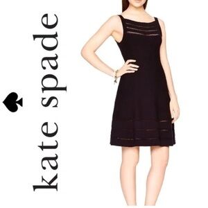 Kate Spade • Open Cable Sweater Dress black knit fit & flare sleeveless a-line